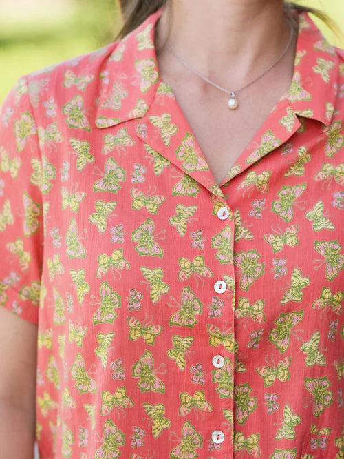 April Cornell Papillon Blouse - Coral