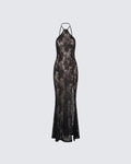 Finesse Babette Black Lace Sheer Maxi Dress