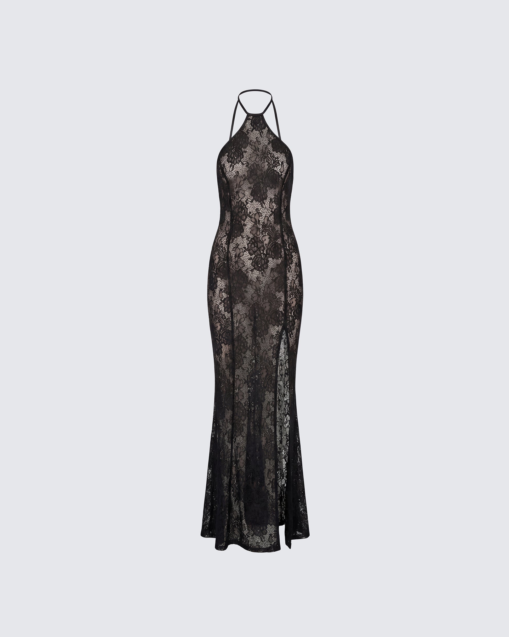 Finesse Babette Black Lace Sheer Maxi Dress