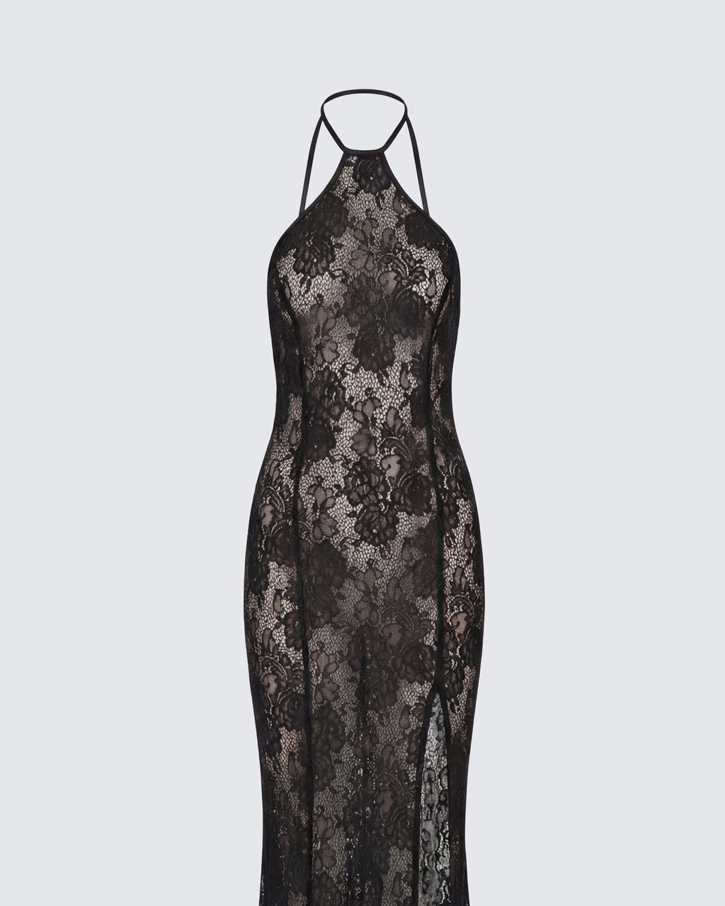 Finesse Babette Black Lace Sheer Maxi Dress