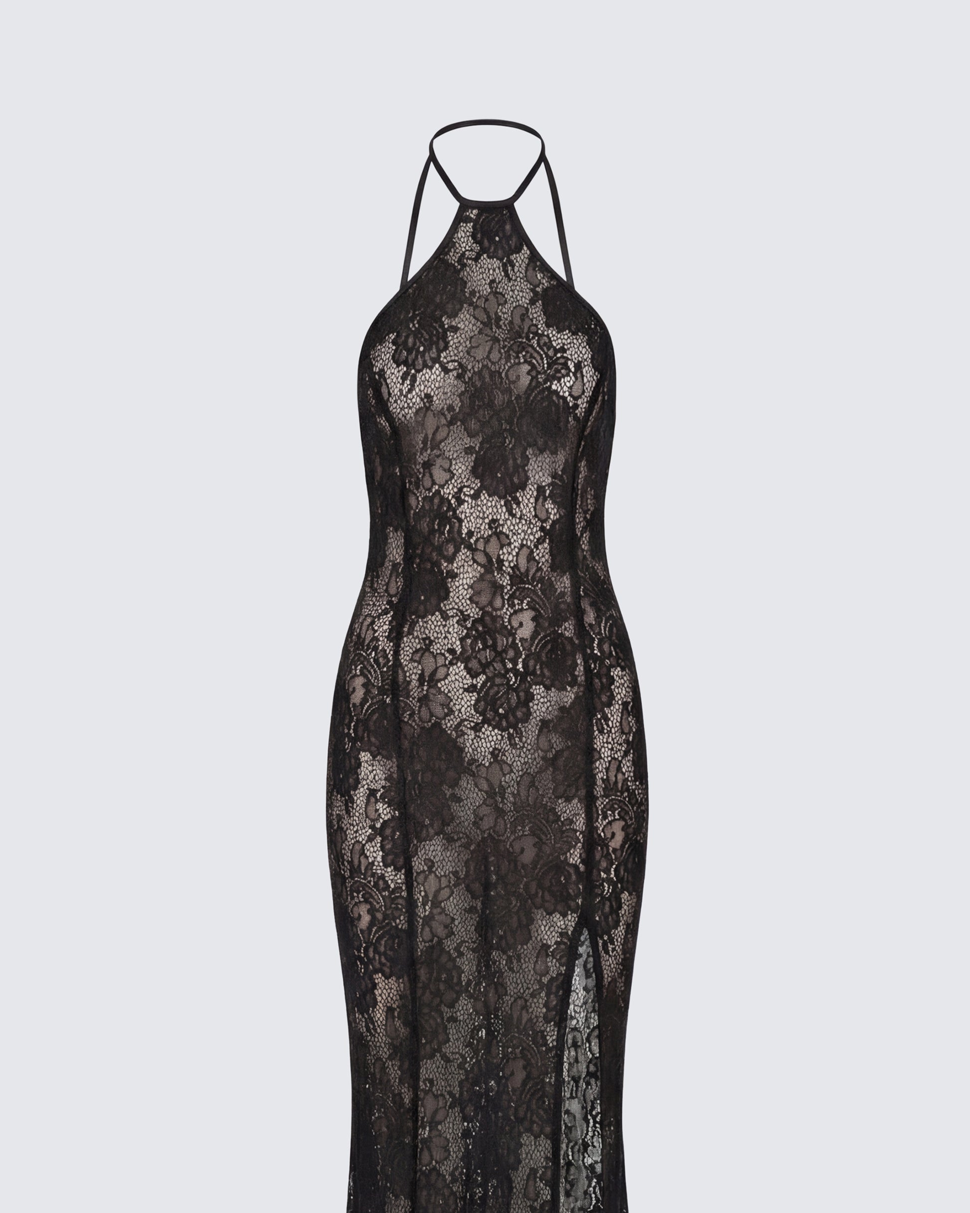 Finesse Babette Black Lace Sheer Maxi Dress