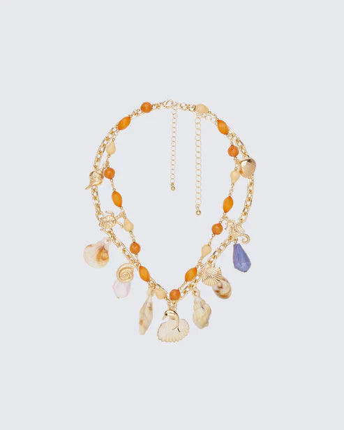 Finesse Chantara Gold MultI Shell Charm Necklace