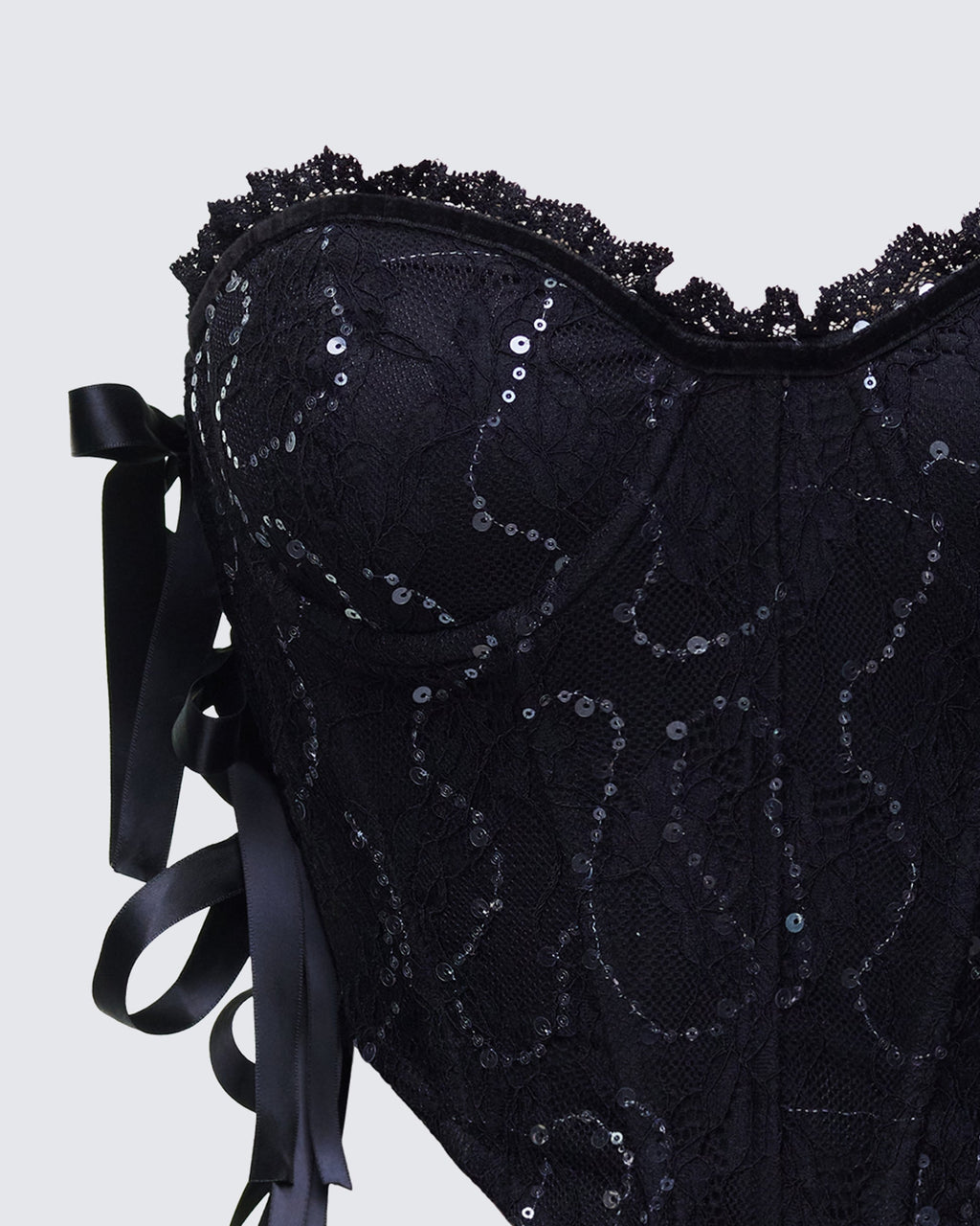Finesse Cinday Sequin Side Tie Corset