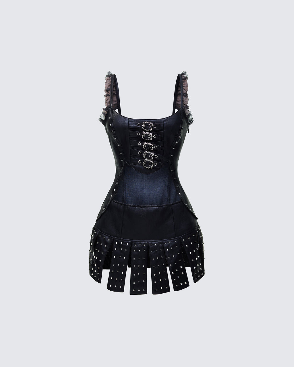 Finesse Cirelle Black Vegan Leather Mini Dress
