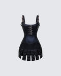 Finesse Cirelle Black Vegan Leather Mini Dress