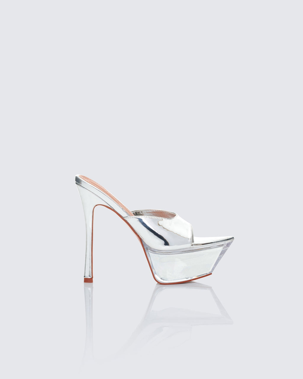 Finesse Clover Clear Perspex Pointed Platform Mules