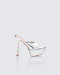 Finesse Clover Clear Perspex Pointed Platform Mules
