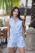 Cotton Natural Women's Lotus Sky Blue Shorts