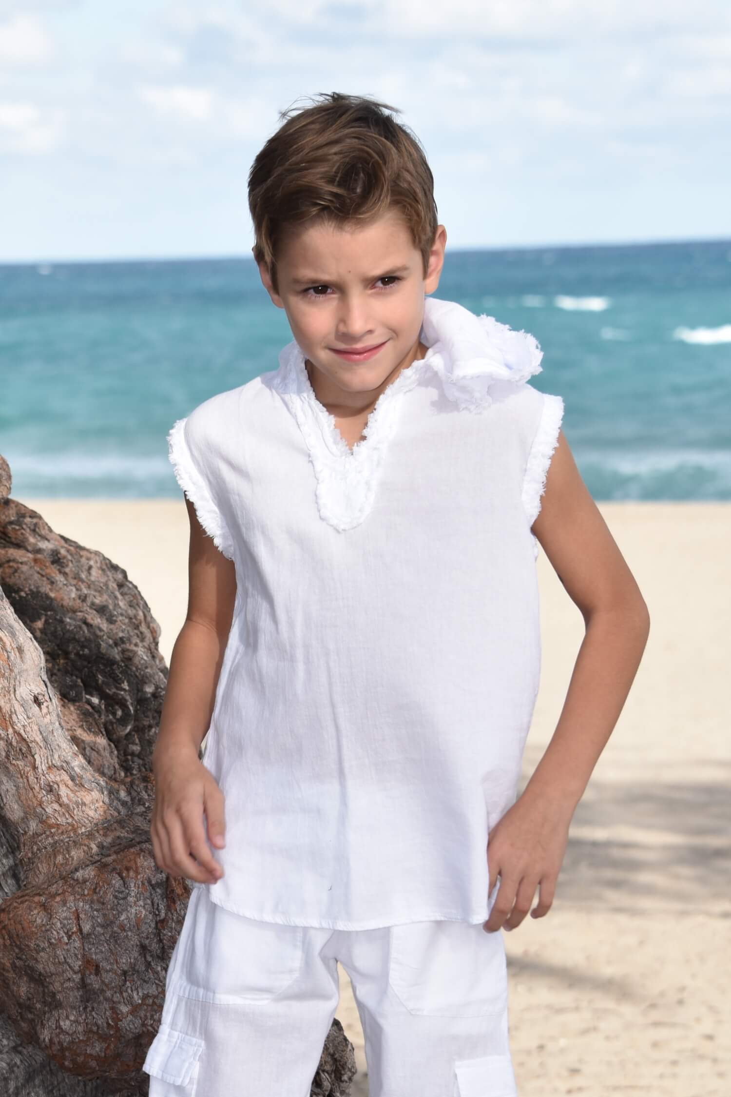 Cotton Natural Boy’s Palermo Sleeveless Hoodie