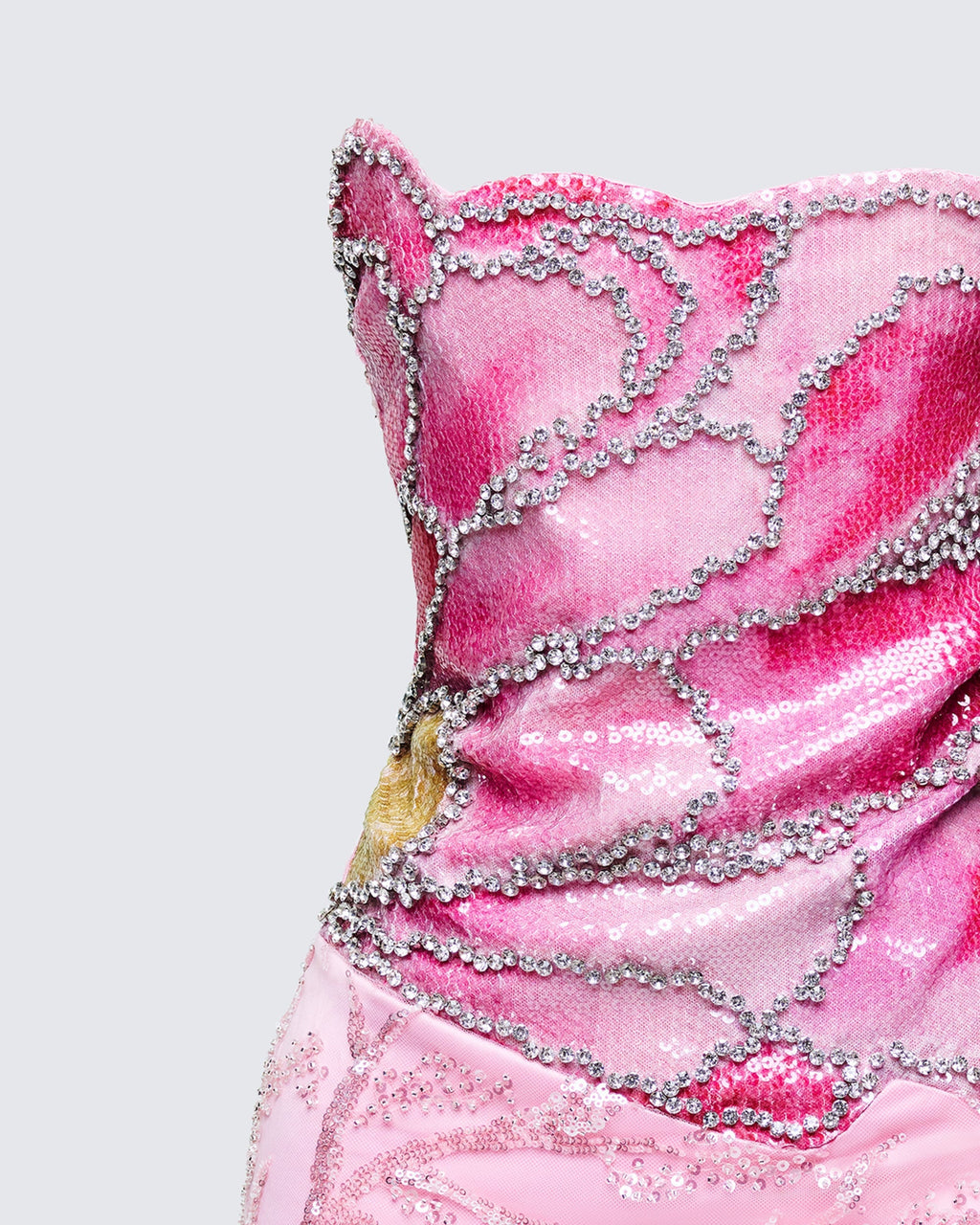 Finesse Crystal Pink Embellished Petal Dress