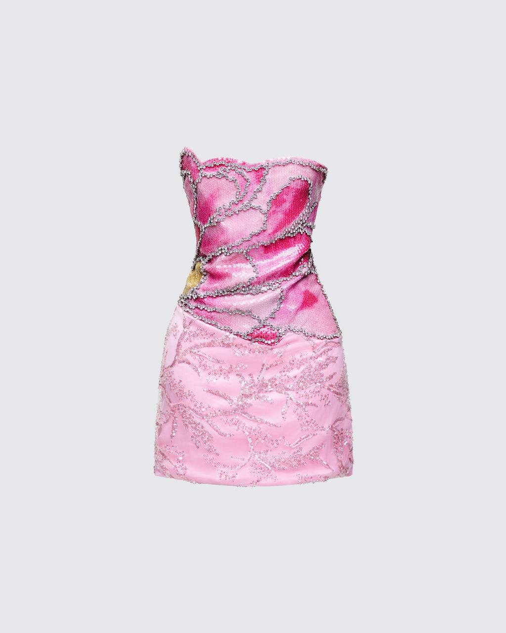 Finesse Crystal Pink Embellished Petal Dress
