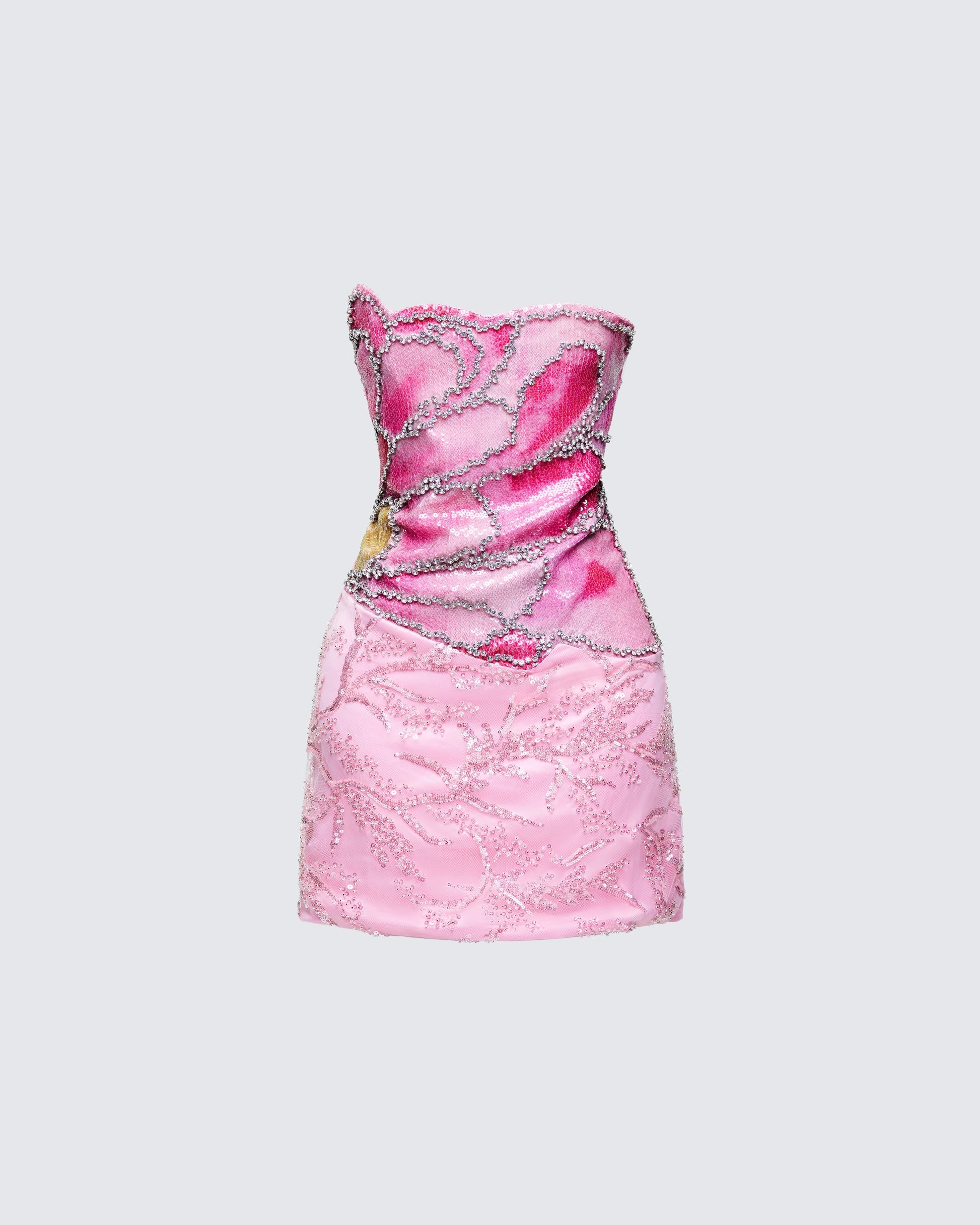 Finesse Crystal Pink Embellished Petal Dress