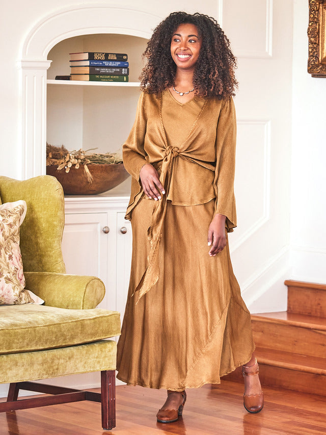 April Cornell Symphony Satin Cover Up - Gold