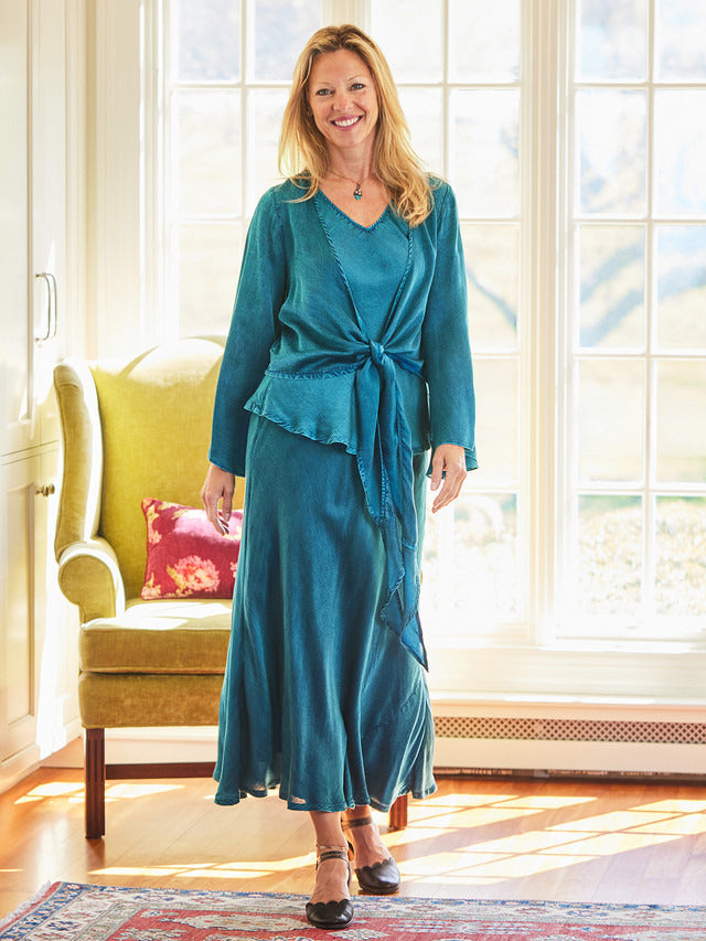 April Cornell Symphony Satin Cover Up - Teal