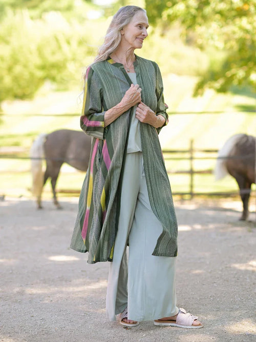 April Cornell Rainforest Stripe Duster - Green
