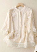 Nabalu Celestine | Women’s Embroidered Button Front Relaxed Blouse