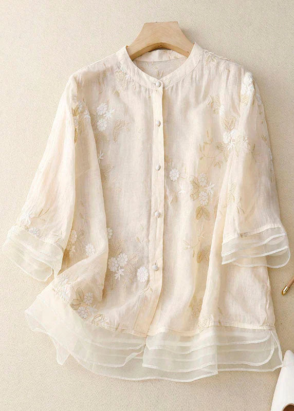 Nabalu Celestine | Women’s Embroidered Button Front Relaxed Blouse