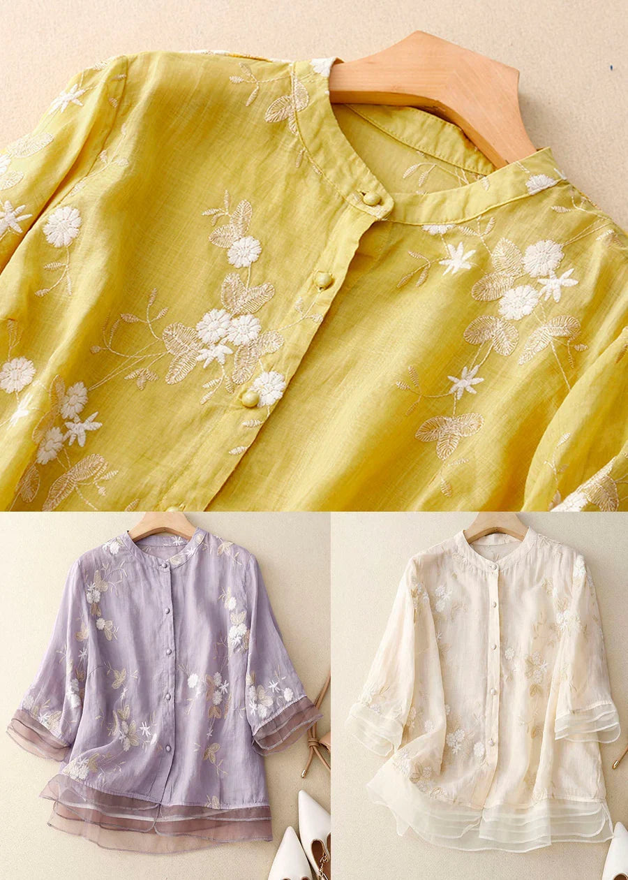 Nabalu Celestine | Women’s Embroidered Button Front Relaxed Blouse
