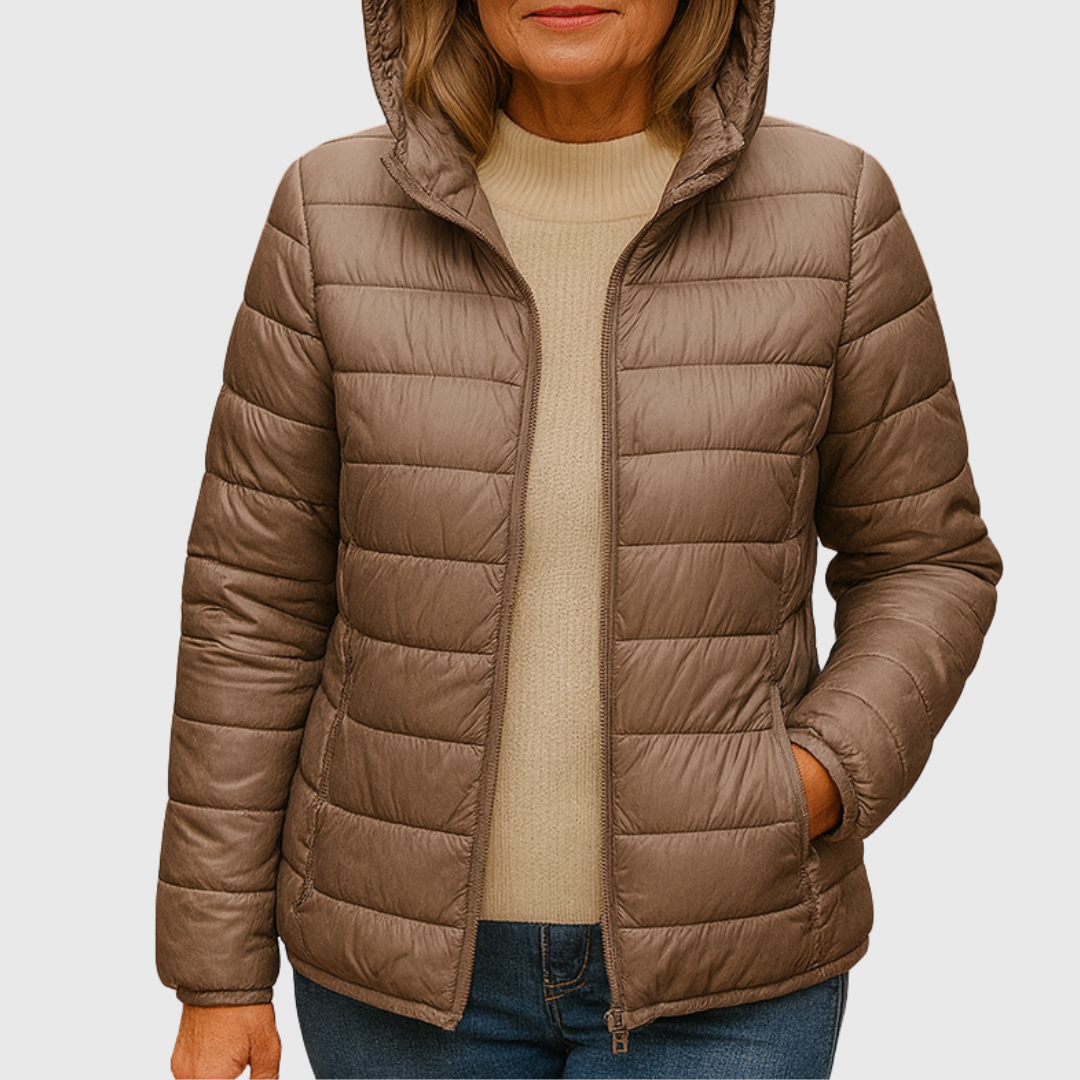 Nabalu Women’s Hooded Zip-Up Puffer Jacket – Lightweight Everyday Outerwear