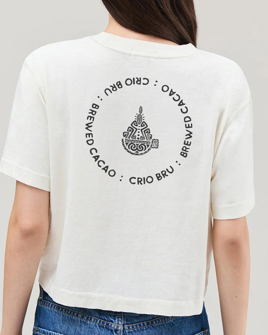 Crio Bru Branded Women’s Relaxed Crop Tee - White