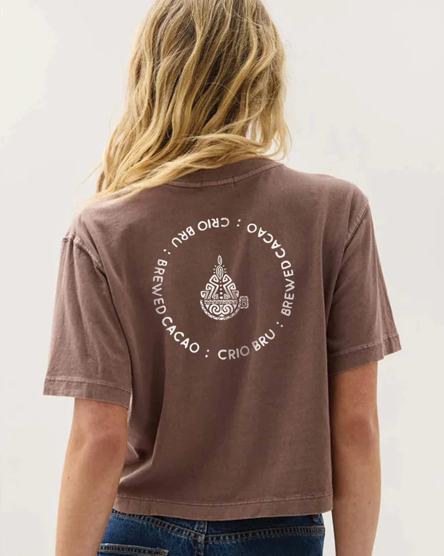 Crio Bru Branded Women’s Relaxed Crop Tee - Brown