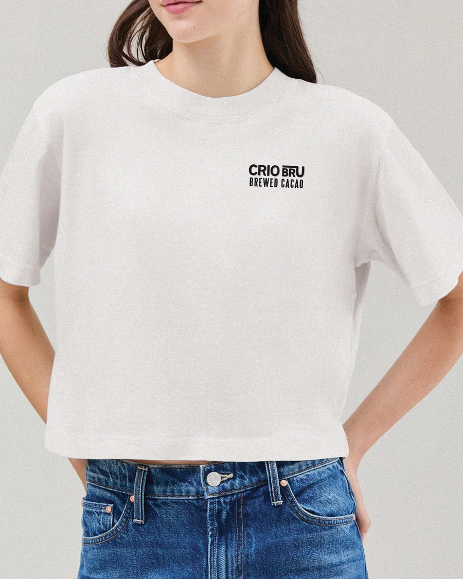 Crio Bru Branded Women’s Relaxed Crop Tee - White