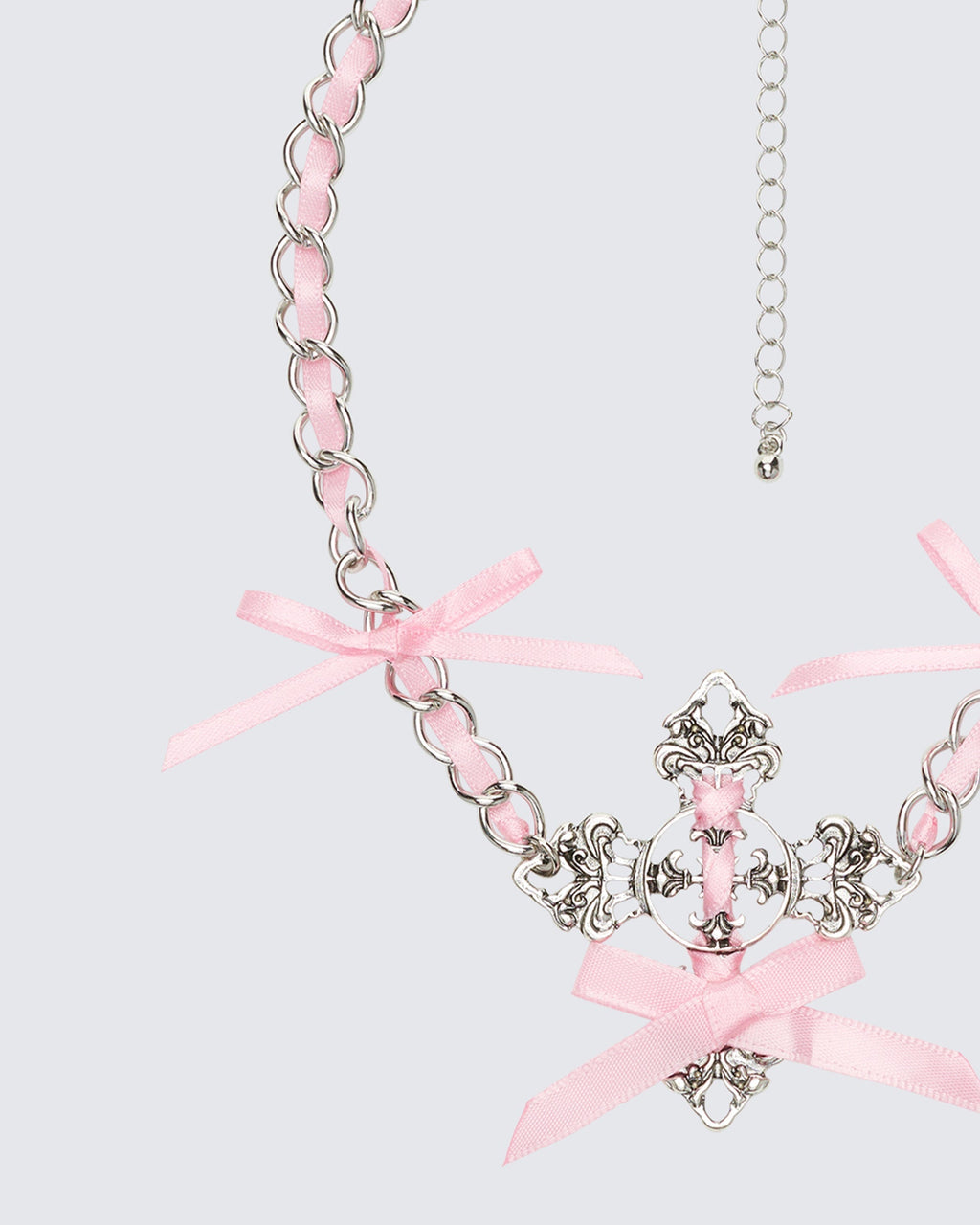 Finesse Dareena Silver Ribboned Cross Necklace