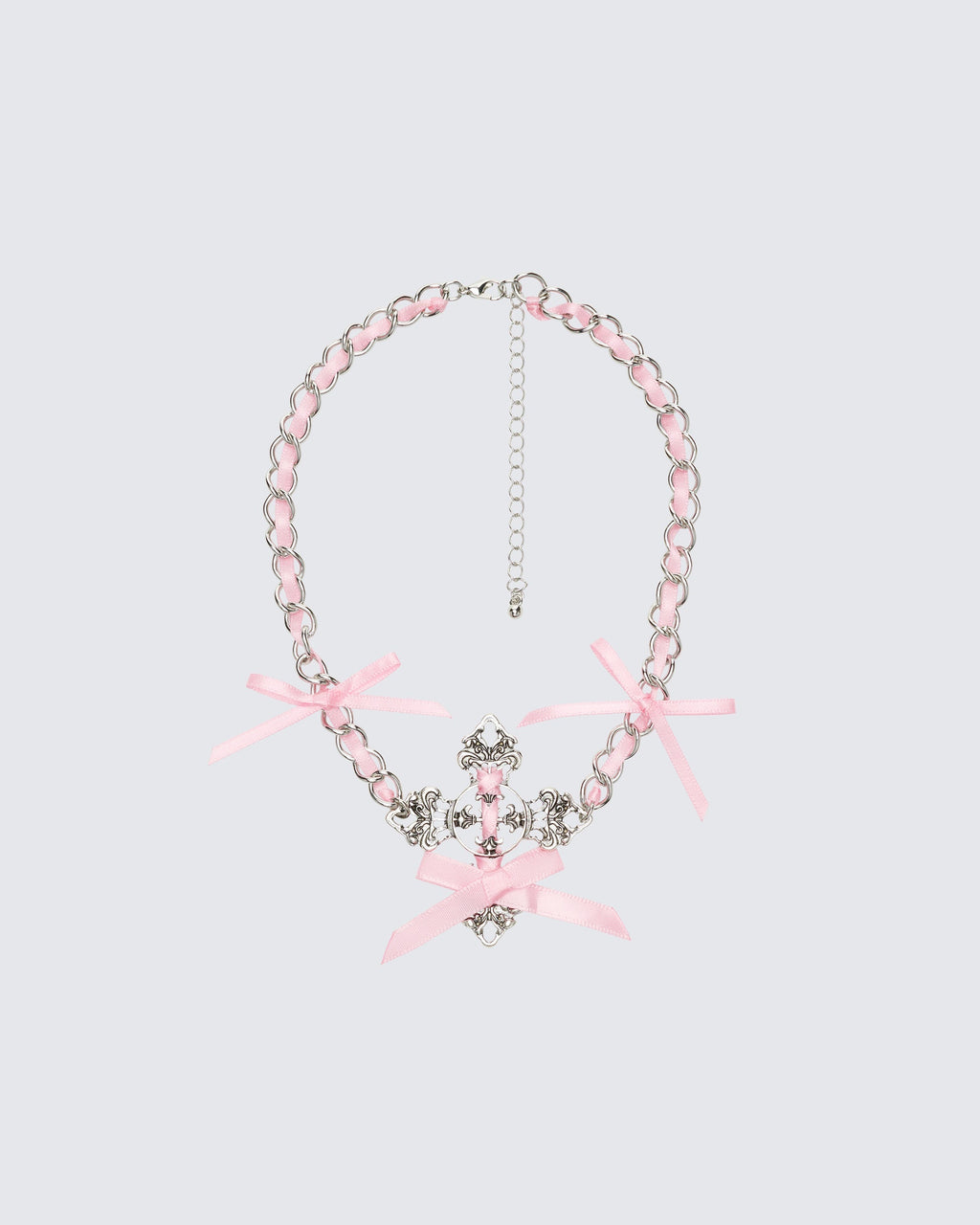 Finesse Dareena Silver Ribboned Cross Necklace