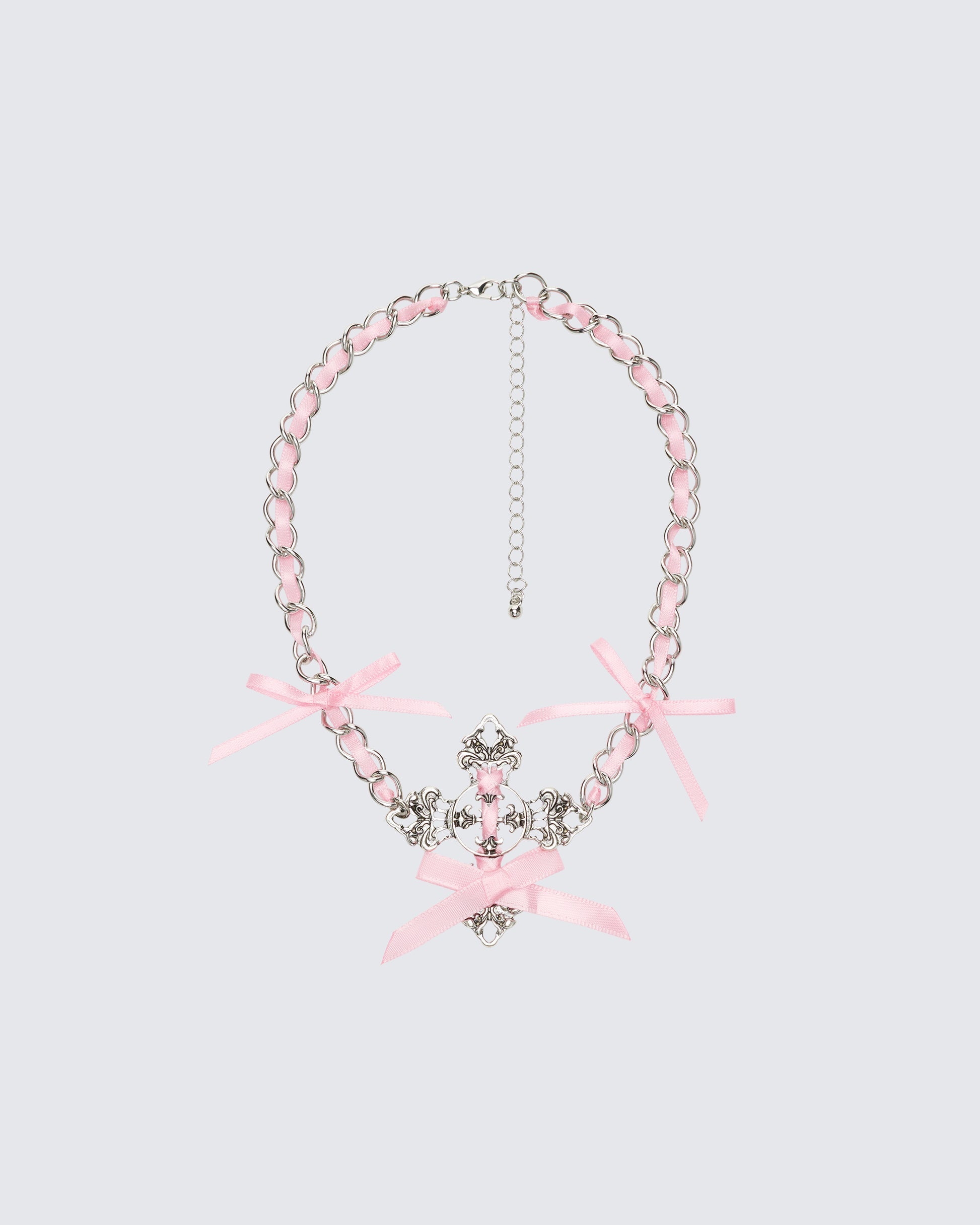 Finesse Dareena Silver Ribboned Cross Necklace