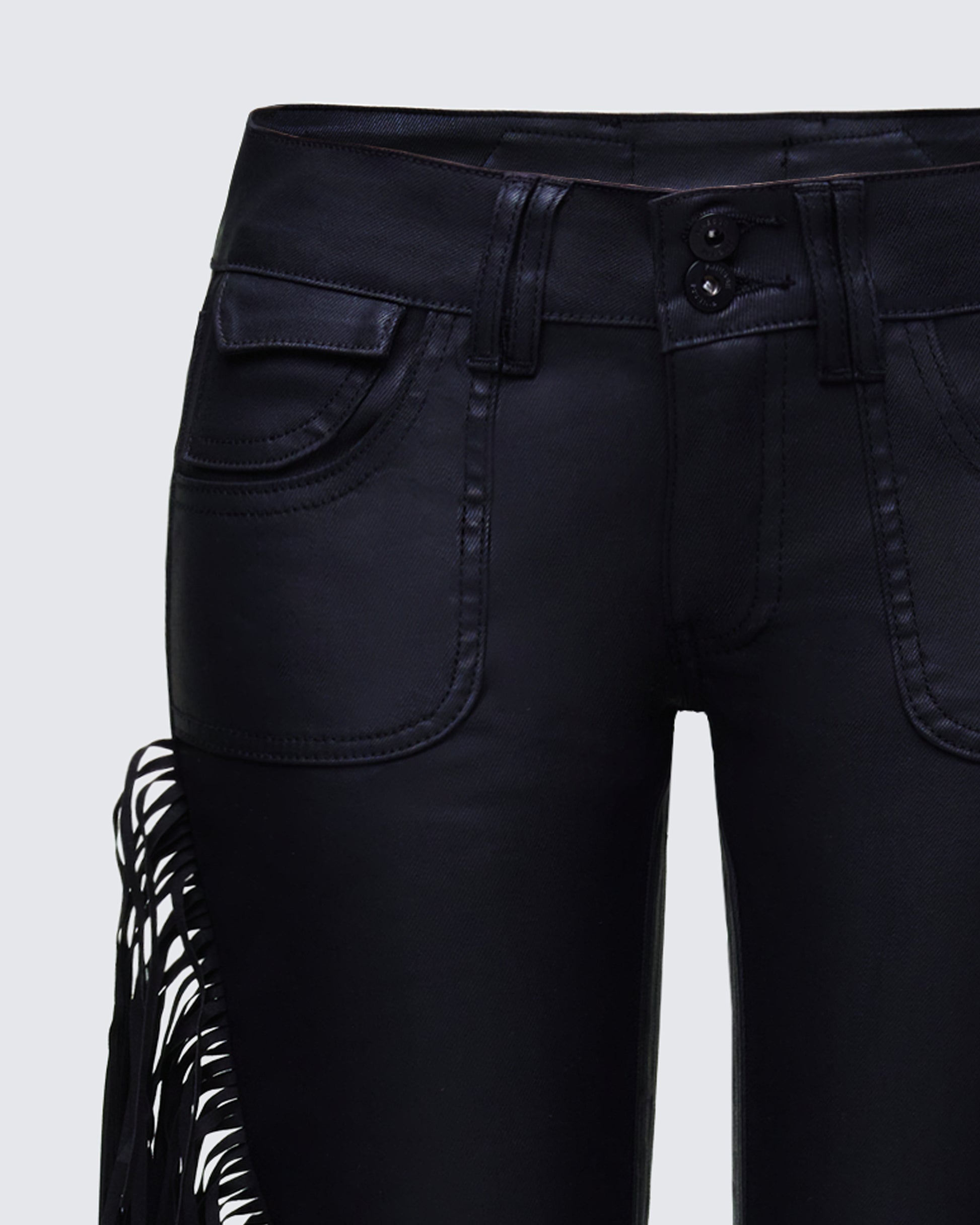 Finesse Delilah Black Denim Fringe Jeans