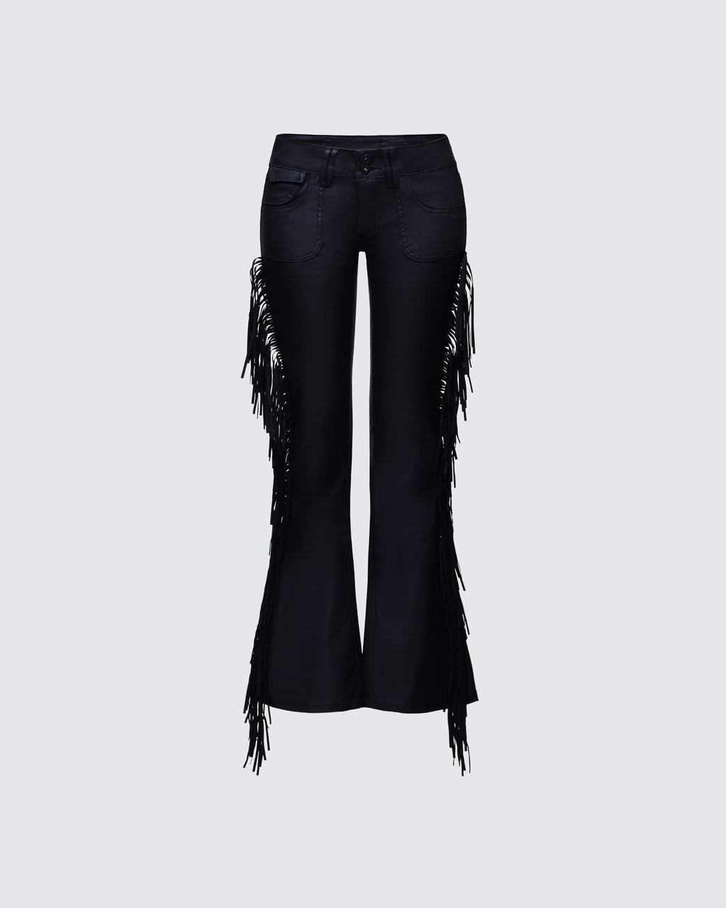 Finesse Delilah Black Denim Fringe Jeans