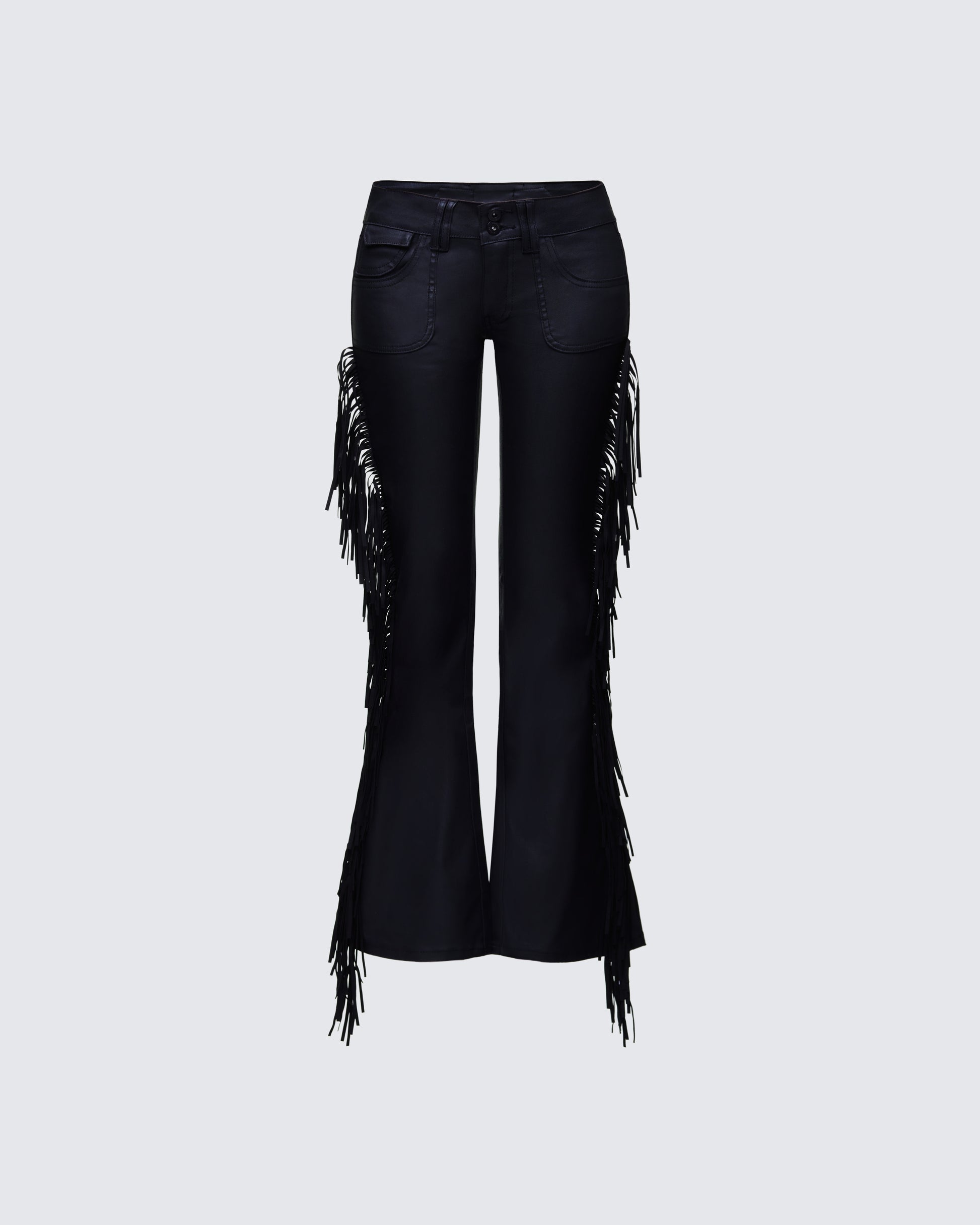 Finesse Delilah Black Denim Fringe Jeans