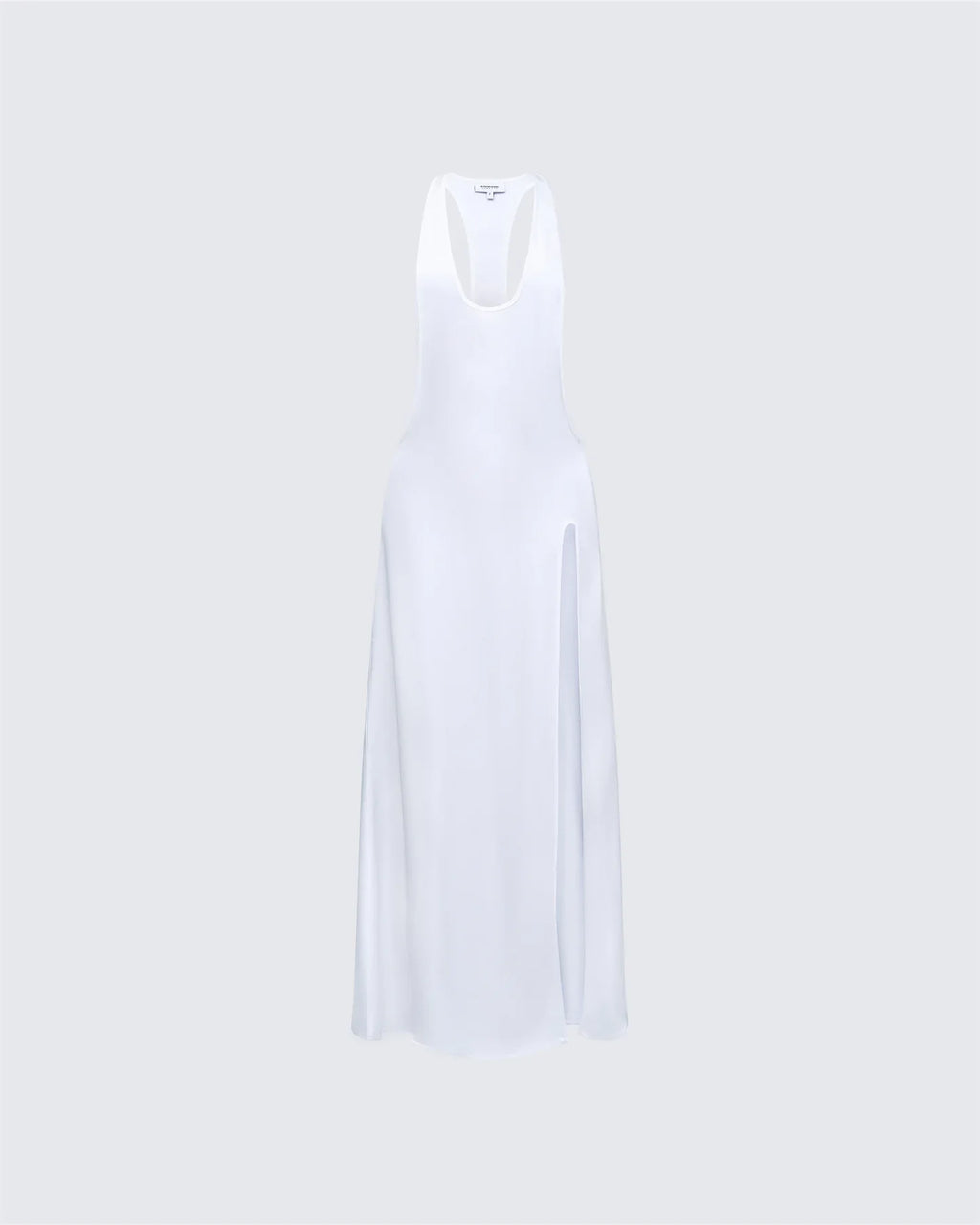 Finesse Dessa White Satin Racer Detail Maxi Dress