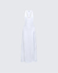 Finesse Dessa White Satin Racer Detail Maxi Dress