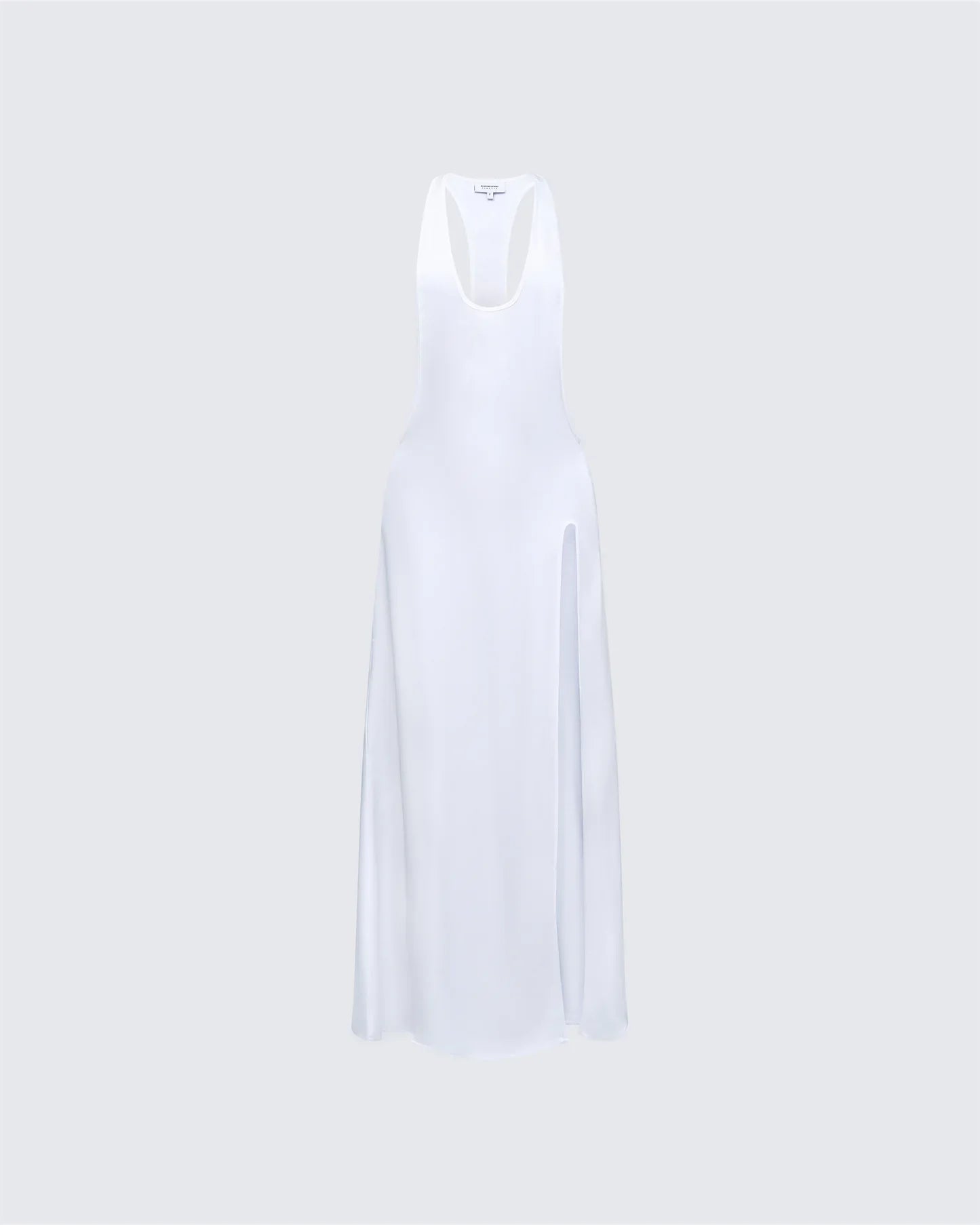 Finesse Dessa White Satin Racer Detail Maxi Dress