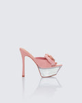 Finesse Disha Pink Corsage Pointed Platform Mules