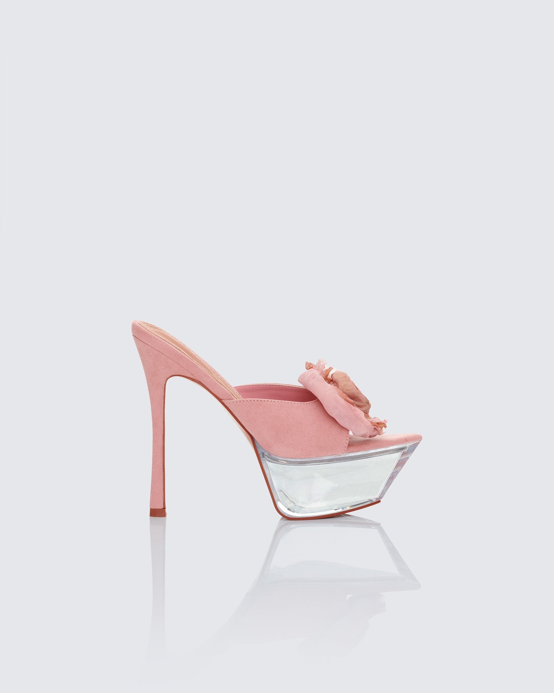 Finesse Disha Pink Corsage Pointed Platform Mules
