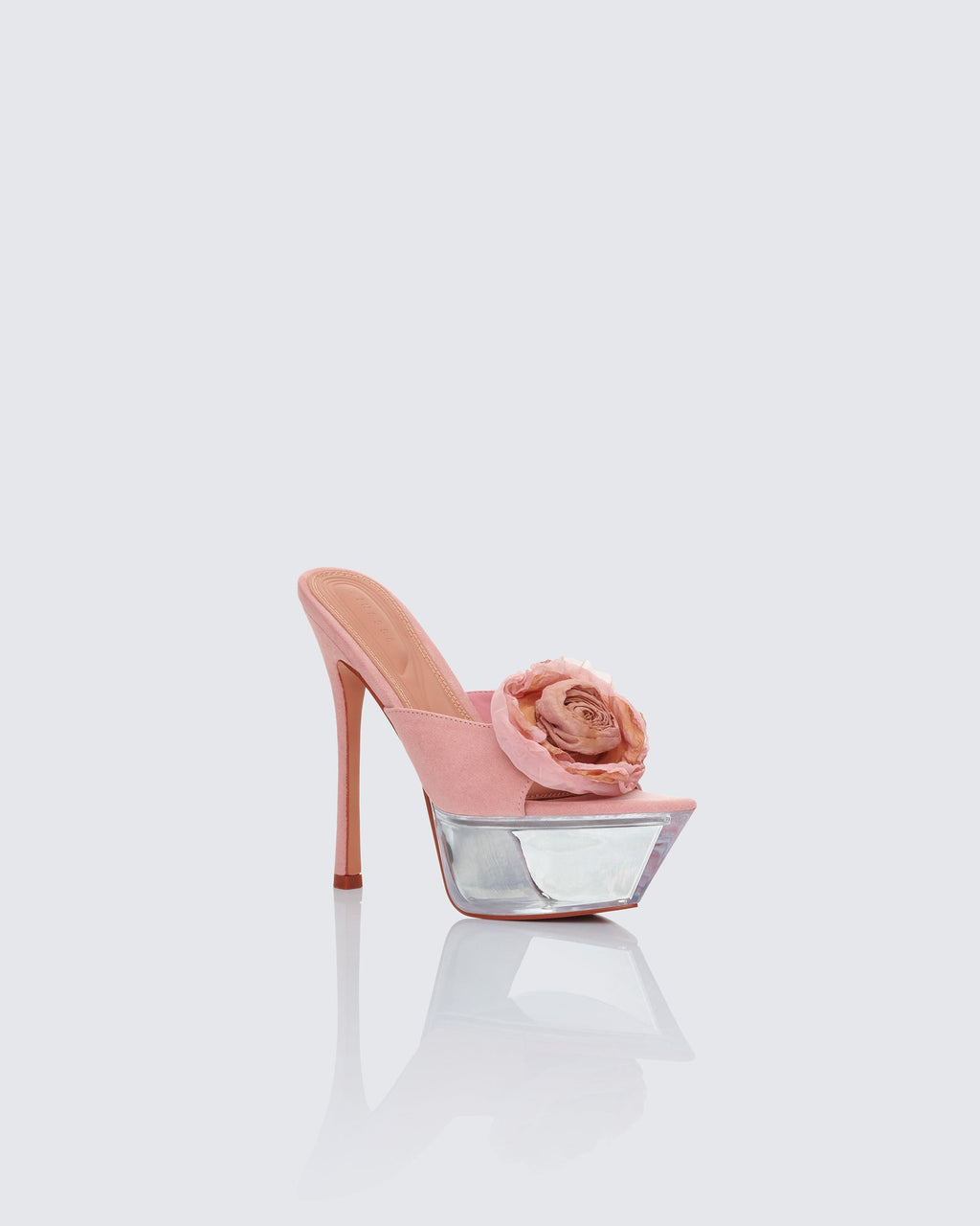 Finesse Disha Pink Corsage Pointed Platform Mules