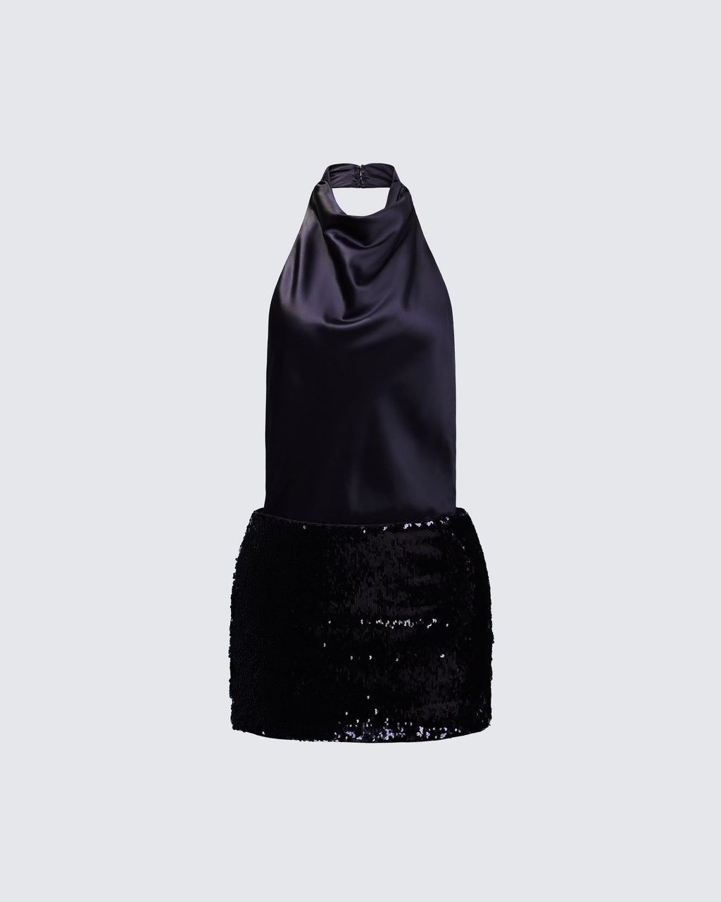Finesse Dot Black Sequin Open Back Mini Dress