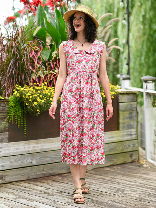 April Cornell Charleston Tea Dress - White Pink