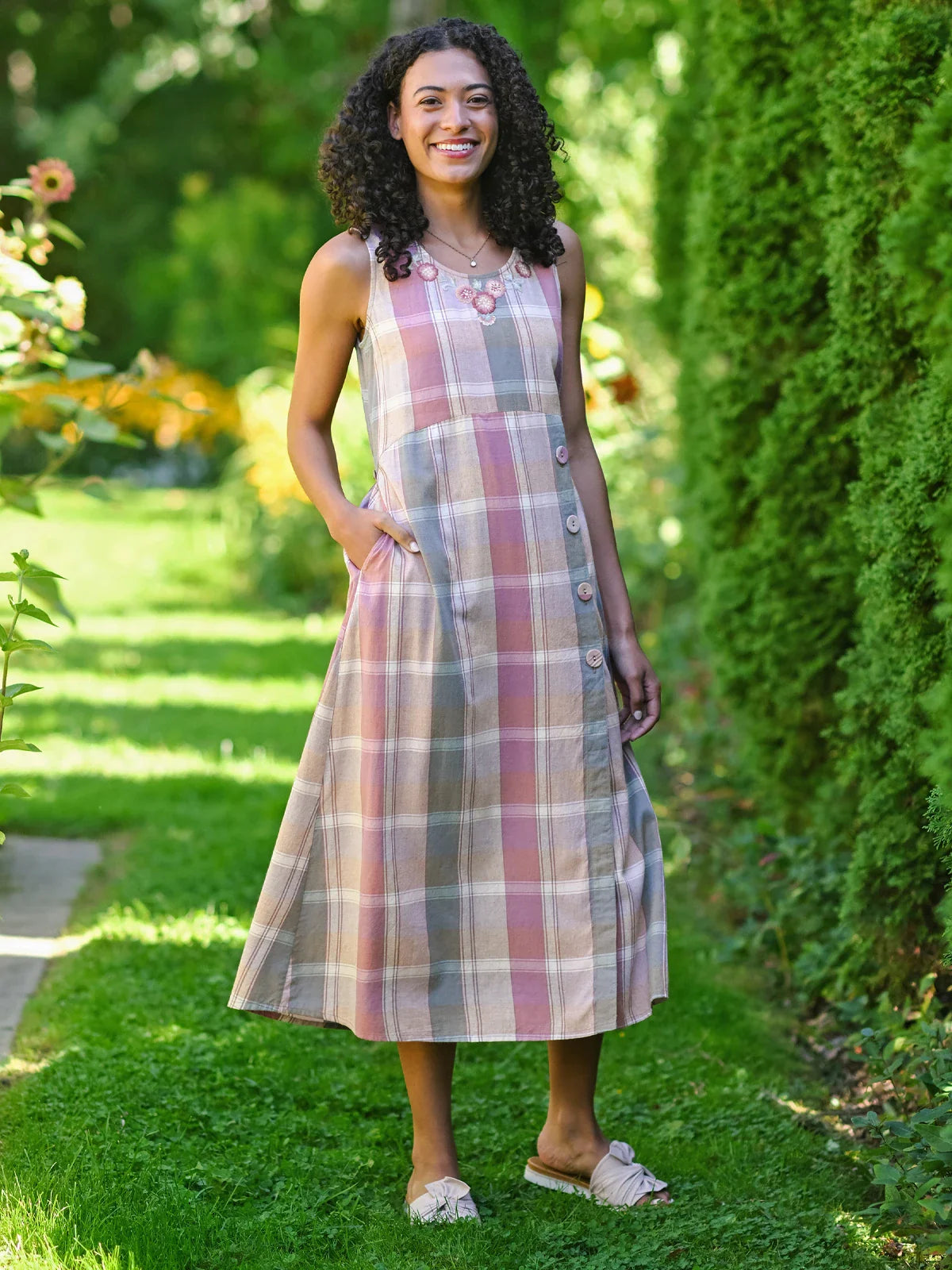 April Cornell Quiet Morning Plaid Dress - Amethyst