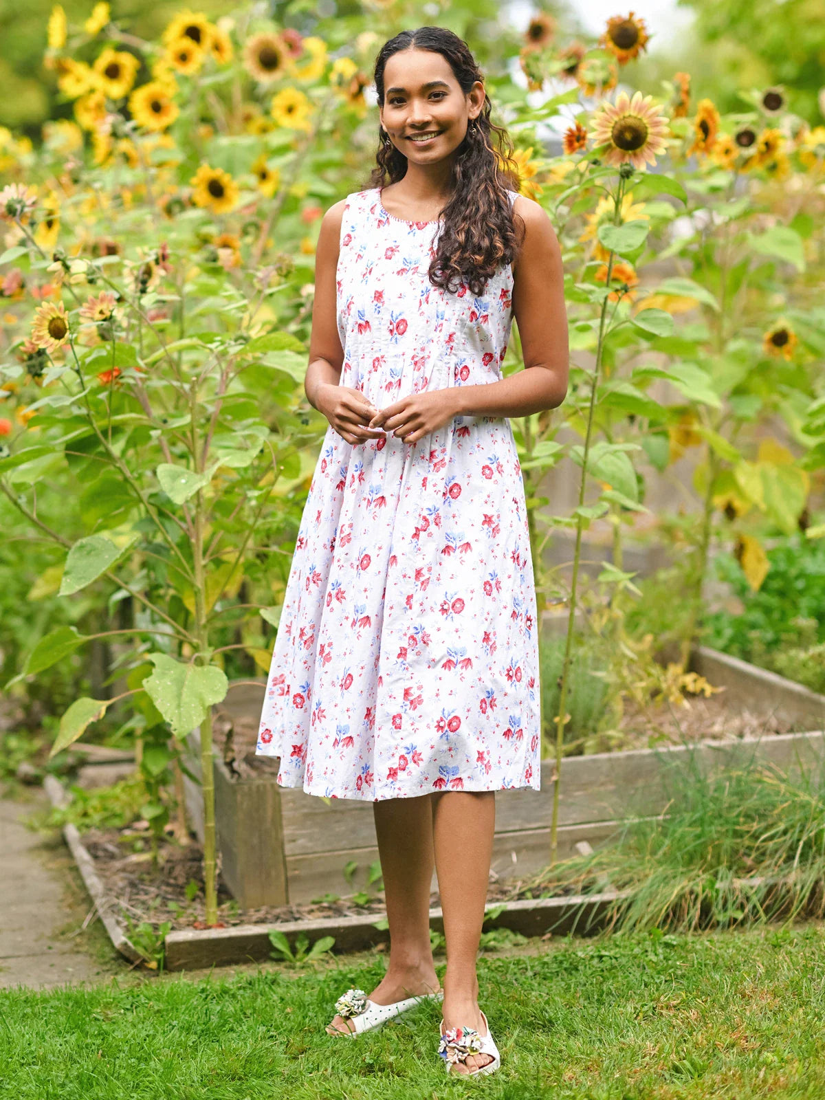 April Cornell Petra Pleated Dress - White