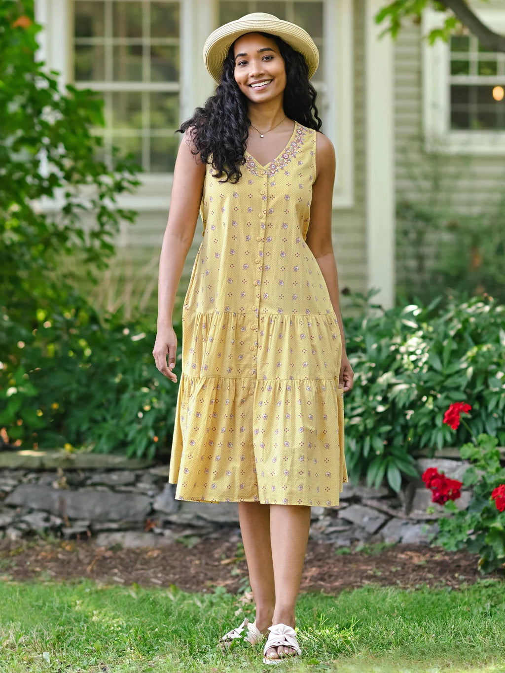 April Cornell Calais Fleur Sundress - Soft Gold