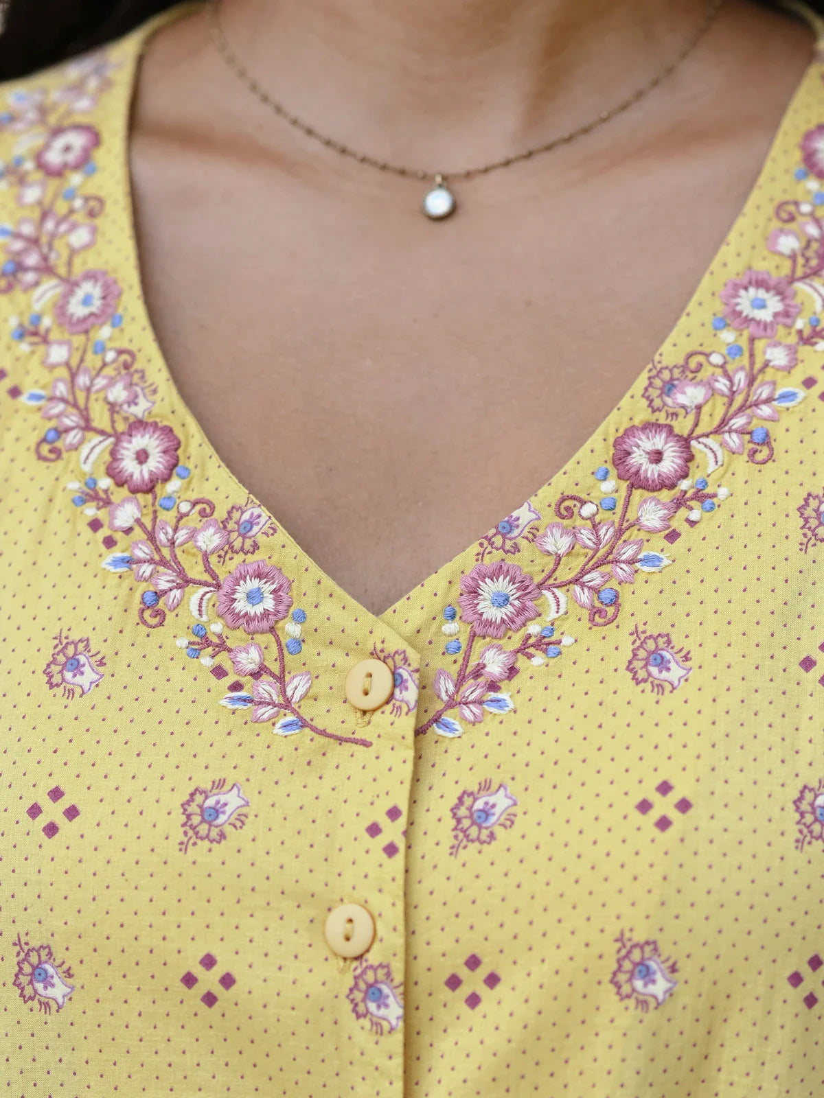 April Cornell Calais Fleur Sundress - Soft Gold