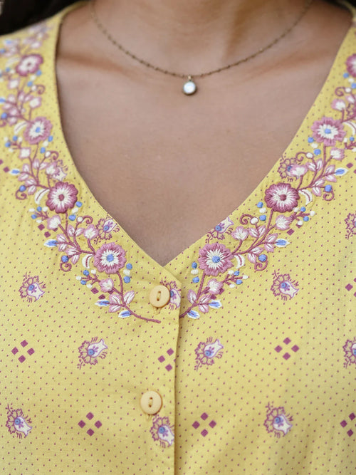 April Cornell Calais Fleur Sundress - Soft Gold