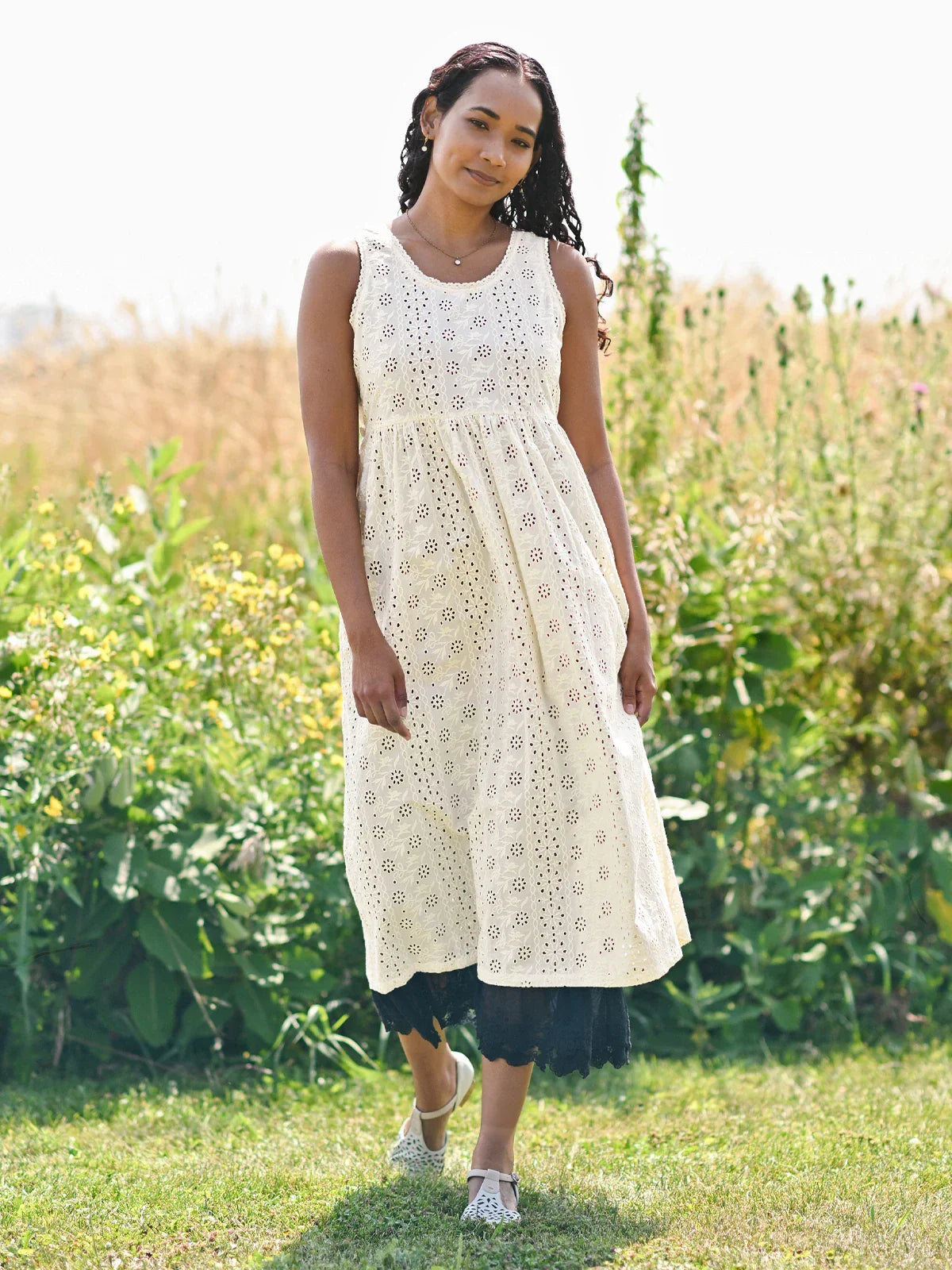 April Cornell Garden Tour Sundress - Ecru