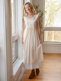 April Cornell Chalet Check Tea Dress - Dark Ecru Sage