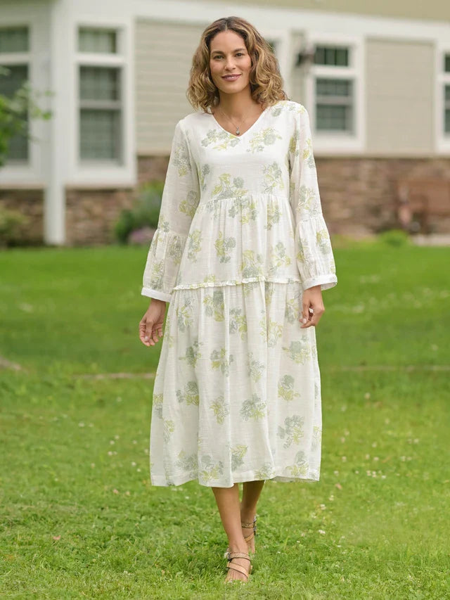 April Cornell Seaglass Floral Dress - Ivory Sage