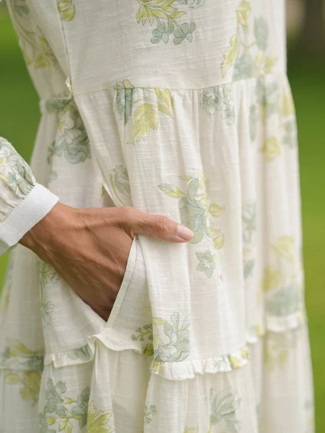 April Cornell Seaglass Floral Dress - Ivory Sage