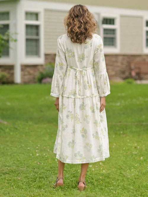 April Cornell Seaglass Floral Dress - Ivory Sage